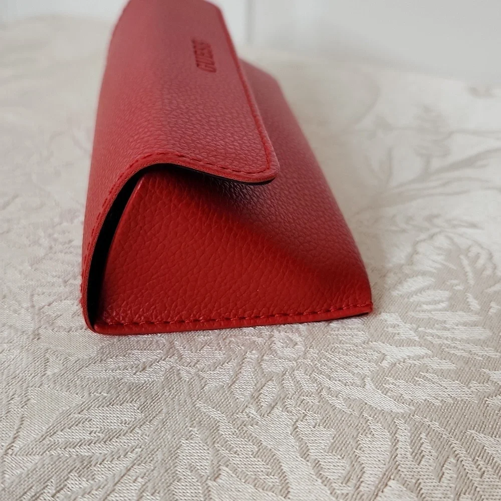 Guess red sunglasses glasses case soft leather with button